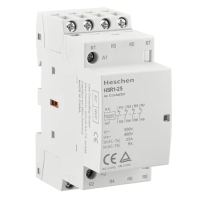 Image of Heschen Household AC Contactor, HSR1 25, 4 Pole Four Normally Closed, 220V/230V Coil Voltage, 35mm DIN Rail Mount