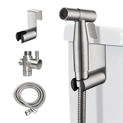 Image of LOSCHEN Bidet Sprayer kit for Toilet, Hand Held Shattaf Toilet Attachment Stainless Steel Pet Bath/Personal Hygiene/Bathroom, Easy to Install (Silver)