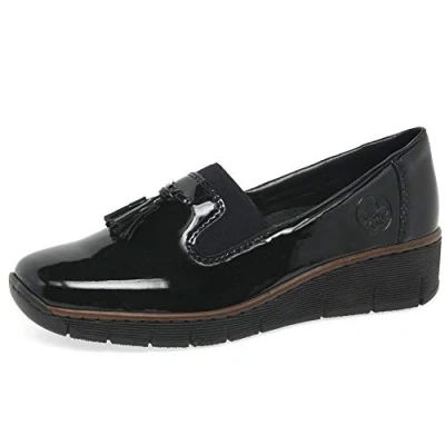 Image of Rieker Women&#039;s 53751 Doris Moccasin (Black, UK Footwear Size System, Adult, Women, Numeric, Medium, 6.5)
