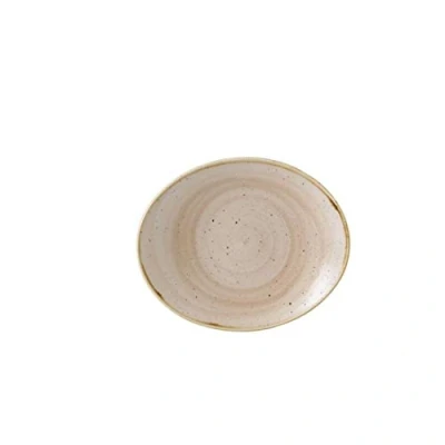Image of 12x Churchill Stonecast Nutmeg Cream Orbit Oval Coupe Plate 19.7cm