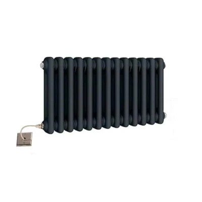 Image of Manissa Electric 2 Column Anthracite Traditional 300h x 605w Radiator with PTC Element Old Cast Iron Type School