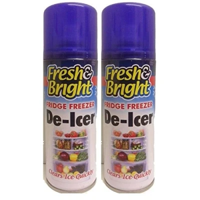 Image of Anti Bacterial Fridge Freezer De Icer Spray Deicer Cleaner Genuine Fresh &amp; Bright 200ml Quick Ice Remover (Pack of 2)
