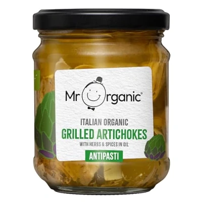 Image of Mr Organic Grilled Artichoke Antipasti 190g Non GMO &amp; Preservative Free Gluten Vegan Made With Artichokes Pack of 1