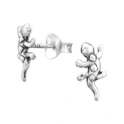 Image of The Rose &amp; Silver Company Women Girls 925 Sterling Oxidised Lizard Stud Earrings