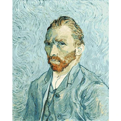 Image of Awesocrafts Paint by Numbers Kits, Van Gogh Self Portrait Number Painting for Adults and Kids 16x20 inch (Van Gogh, No Frame)