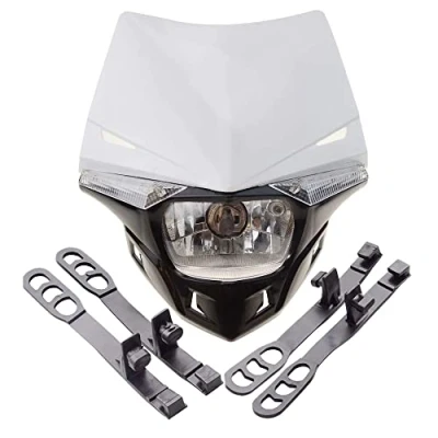 Image of GOOFIT White H4 l 12V 35W Motorbike Headlight 2 Indicators lights Supermoto Motocross Approved Cover Halogen Indicator Fairing Lampshade Replacement For Bicycle Cafe Racer ATV Dirt Bike