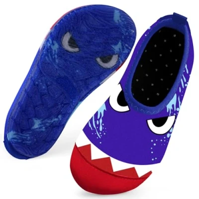 Image of Kids Swim Water Shoes for Boys Toddlers Baby Aqua Socks Quick Dry Pool Beach Barefoot Children（BigShark Blue 28/29