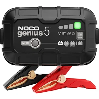 Image of NOCO GENIUS5UK, 5A Car Battery Charger, 6V and 12V Portable Smart Maintainer, Trickle Charger Desulfator for AGM, Leisure, Lithium, Motorbike, Motorcycle Caravan Batteries