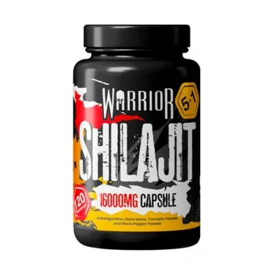 Image of Warrior SHILAJIT Capsules (120 Capsule and Servings) 5 in 1 Supplement (Not Resin) 16000mg Pure Organic Extract Includes Ashwagandha, Lions Mane, Turmeric &amp; Black Pepper