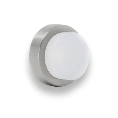 Image of EVI Herrajes Door Stop 0.94&quot; x 0.55&quot; Adhesive or Screw Installation Matte Finish (Stainless Steel) White Natural Silicone Rubber Mod. I 205/24B