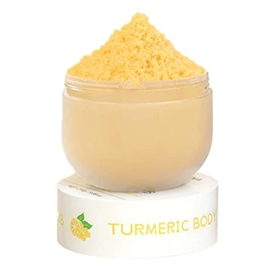 Image of Turmeric Scrub for Skin Lightening Body Sugar 9.8Oz Sea Salt Exfoliant Hyperpigmentation Dark Spots Xming