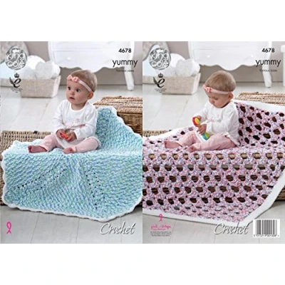 Image of King Cole 4678 Crochet Pattern Baby Blankets in Yummy Chunky