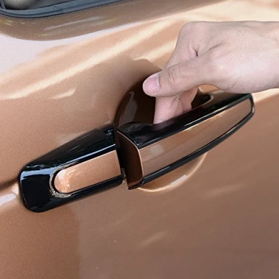 Image of DIYUCAR 8pcs Chrome Door Handle Cover Trim for Discovery Sport RangeRover 2014 2017 Car Accessories (Gloss Black)