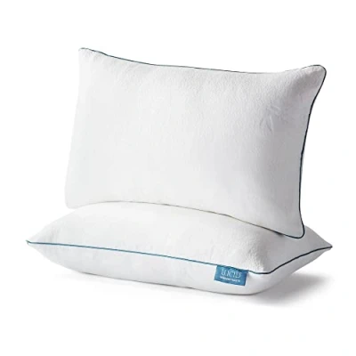 Image of LUCID Premium Shredded Memory Foam Pillow Hypoallergenic Adjustable Loft 2 Pack, White, Queen