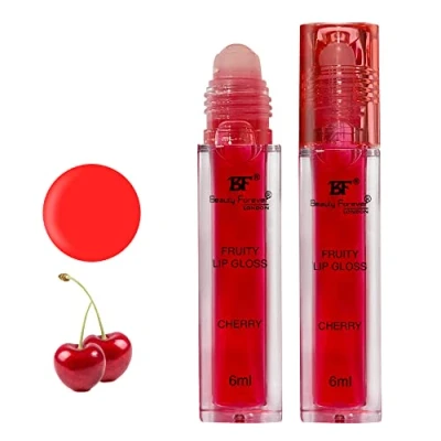 Image of Beauty Forever Fruity Roll on Lip Gloss, Moisturising &amp; Hydrating, Available in 4 Flavours, 6ml (Cherry)