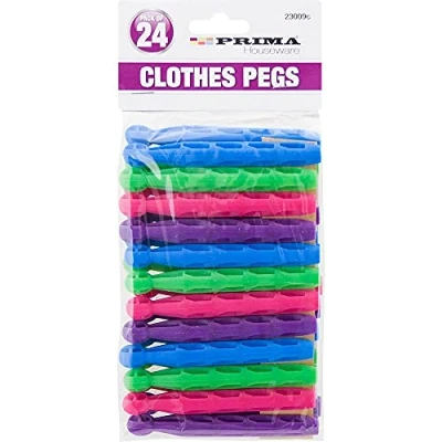Image of Elpine Non Rusting Strong 24 Plastic Dolly Cloths Pegs Washing Line Laundry Durable Peg