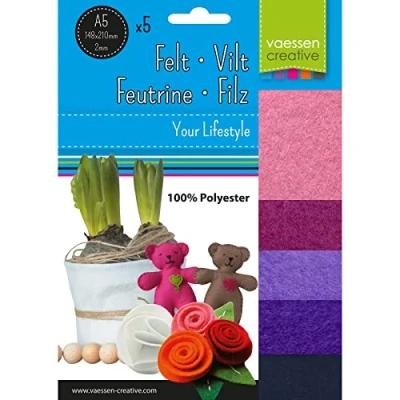 Image of Vaessen Creative Felt Fabric Sheets Bundle, Pink/Purple, One Size
