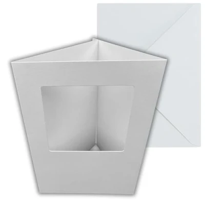 Image of Stella Weds 10 Pack A6 White Rounded Top Square Aperture Card Blanks &amp; Envelopes, Tri Fold 300gsm for DIY Greeting Cards, Invitations, Photo Display, and Craft Projects