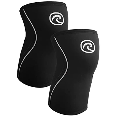 Image of Rehband Knee Sleeve 3mm Neoprene, Lightweight Brace for Endurance and Ball Sports, Unisex Compression Starter Sleeves, Breathable Running Support, Colour:Black 1 Pair, Size:Large
