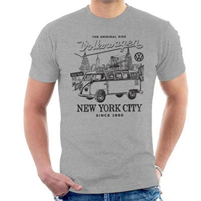 Image of Volkswagen Camper New York City Men&#039;s T Shirt Heather Grey