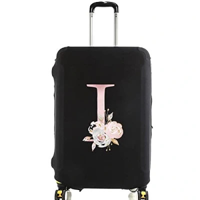 Image of initial letter Printed Design Travel Trolley Case Cover Protector Washable Suitcase Luggage Storage Covers for 18 28 inch (S (18 21 Luggage), Pink Flower I)