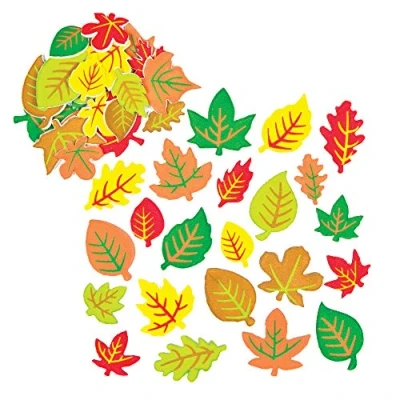Image of Baker Ross AF547 Leaf Foam Stickers, Arts Self Adhesive, Perfect for Children to Decorate Collages, Ideal Schools, Groups, Party Crafting, Home and More (Pack of 144), Assorted