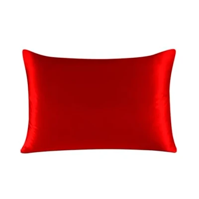 Image of townssilk Silk Pillowcase 100% 19 mm Pure Mulberry Silk, Double Sided for Hair Skin Health, with Hidden Zip, 1 Piece, 40 x 70 cm, Red