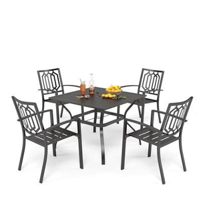 Image of PHIVILLA Garden Table and Chairs Set of 4 Patio Metal Outdoor Bistro Furniture Sets Weather resistant (Style 4)