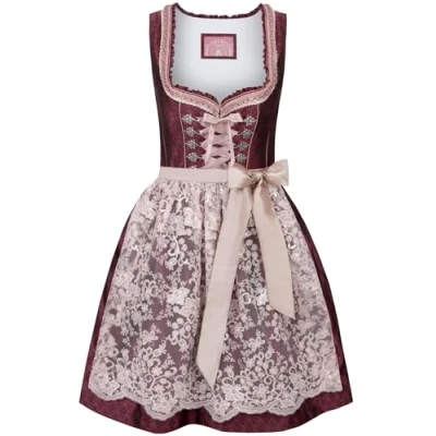 Image of Stockerpoint Women&#039;s Dirndl Rosalinde Special Occasion Dress, Bordeaux, UK 4