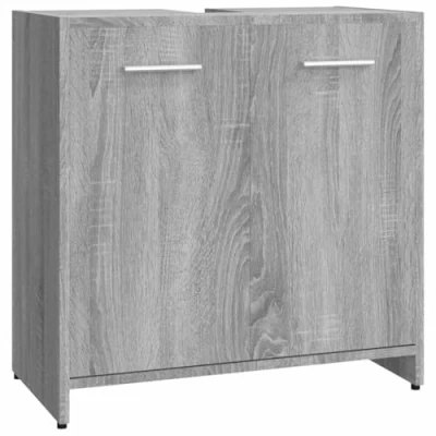 Image of vidaXL Bathroom Cabinet Modern Grey Sonoma Engineered Wood Storage Unit with Sleek Design 60x33x60 cm