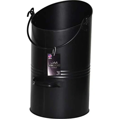 Image of Galvanised Black Metal Fireplace Round Coal Scuttle Bucket Hod Eclipse