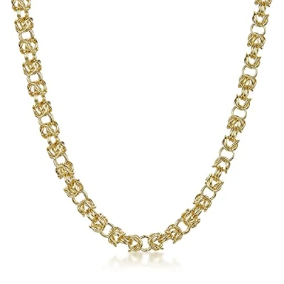 Image of Amberta Women&#039;s 925 Sterling Silver Byzantine Chain Necklace: 45 cm / 18 inch Gold Plated