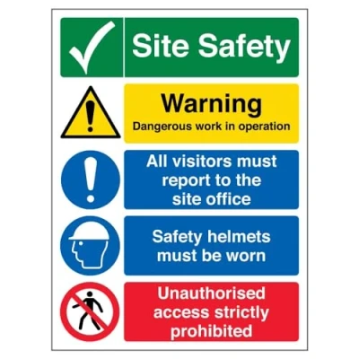 Image of V Safety Multi Hazard Site Tick Warning Sign 300mm x 400mm 1mm Rigid Plastic