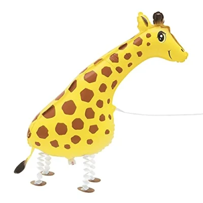 Image of Adorable Walking Pet Giraffe Foil Balloon (86cm) Lifelike Yellow Animal Buddy Perfect for Party Accessory &amp; Events 1 Pc