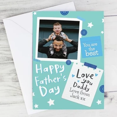 Image of Personalised Fathers Day Love You Daddy Photo Greeting Card QR Video Message Dad, Daddy, Father&#039;s Day, Papa, Father