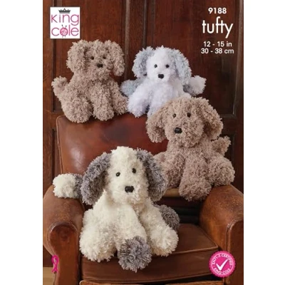 Image of King Cole Toy Knitting Pattern in Super Chunky Dogs Tufty (9188)