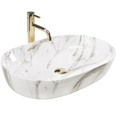 Image of REA U9656 Bathroom Sink Made of Ceramic Imitation U9656, Stone, Cleo 61 Shiny Aiax 41x60,5x14cm
