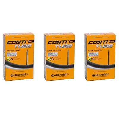 Image of 3 x Continental Race Bike Inner Tubes Long Valve Presta ,Black, 28 (700c) 20 25c 80mm