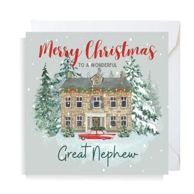 Image of Second Ave Great Nephew Christmas House Square Xmas Holiday Festive Greetings Card