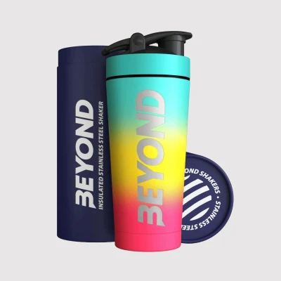 Image of Beyond Shakers Insulated Metal Protein Shaker, Stainless Steel Supplement Bottle BPA Free for Gym 735ml in Beach