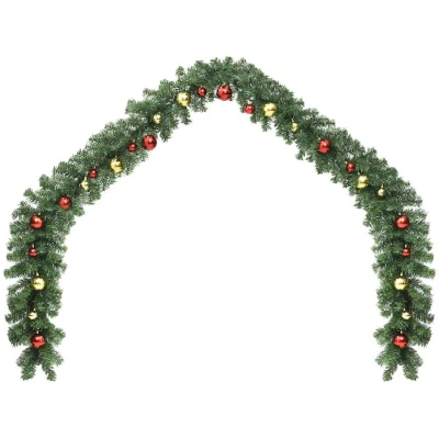 Image of vidaXL Christmas Garland Decorated with Baubles and LED Lights 20 m