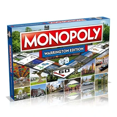 Image of Winning Moves Warrington Monopoly Board Game, Advance to Central Station, Golden Gates and Transporter Bridge, 26 players makes a great gift for ages 8 plus