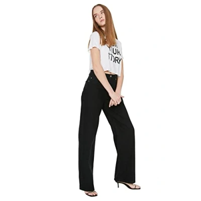 Image of Trendyol Women High Waist Wide Leg Jeans Schwarz