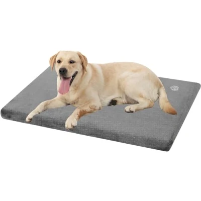 Image of EMPSIGN Dog Bed Large Washable Mat Mattress with Waterproof Liner, Reversible Beds for Crate Removable Cover, Firm Support Pet Bed, Grey, 104x71x7.5cm