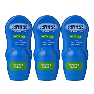 Image of Deep Freeze Pain Relief Glide On Gel, Cold Gel Roll On, 3 x 50g (Pack of 3)