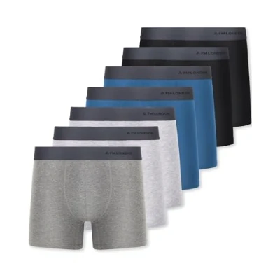 Image of FM London 7 pack Mens Boxers, Tag Free Cotton Rich, Breathable, Soft and Stretchy Underwear Multicolour