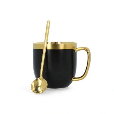 Image of Cup with a spoon Homla SINNES Matt Black, 280 ml
