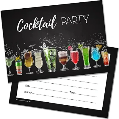 Image of Olivia Samuel 20 x Cocktail Party Invites from A6 Double Sided Cards with Envelopes