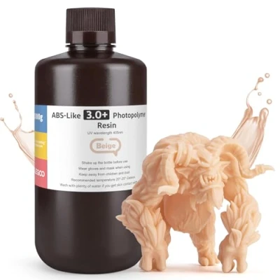 Image of ELEGOO Upgraded ABS Like Resin 3.0 PLUS, UV 3D Printer with Higher Precision and lower Shrinkage, Enhanced Strength Toughness Photopolymer + for LCD Beige 1000g