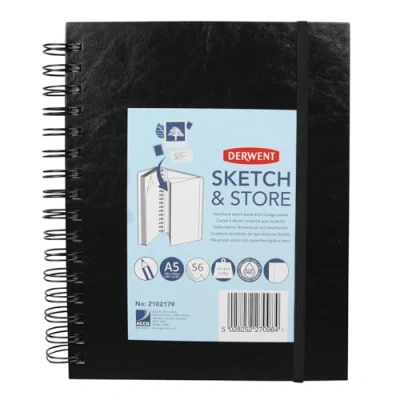 Image of Derwent 2102179 A5 &quot;Sketch and Store&quot; Portrait Hardback Sketch Book (Packaging may vary)